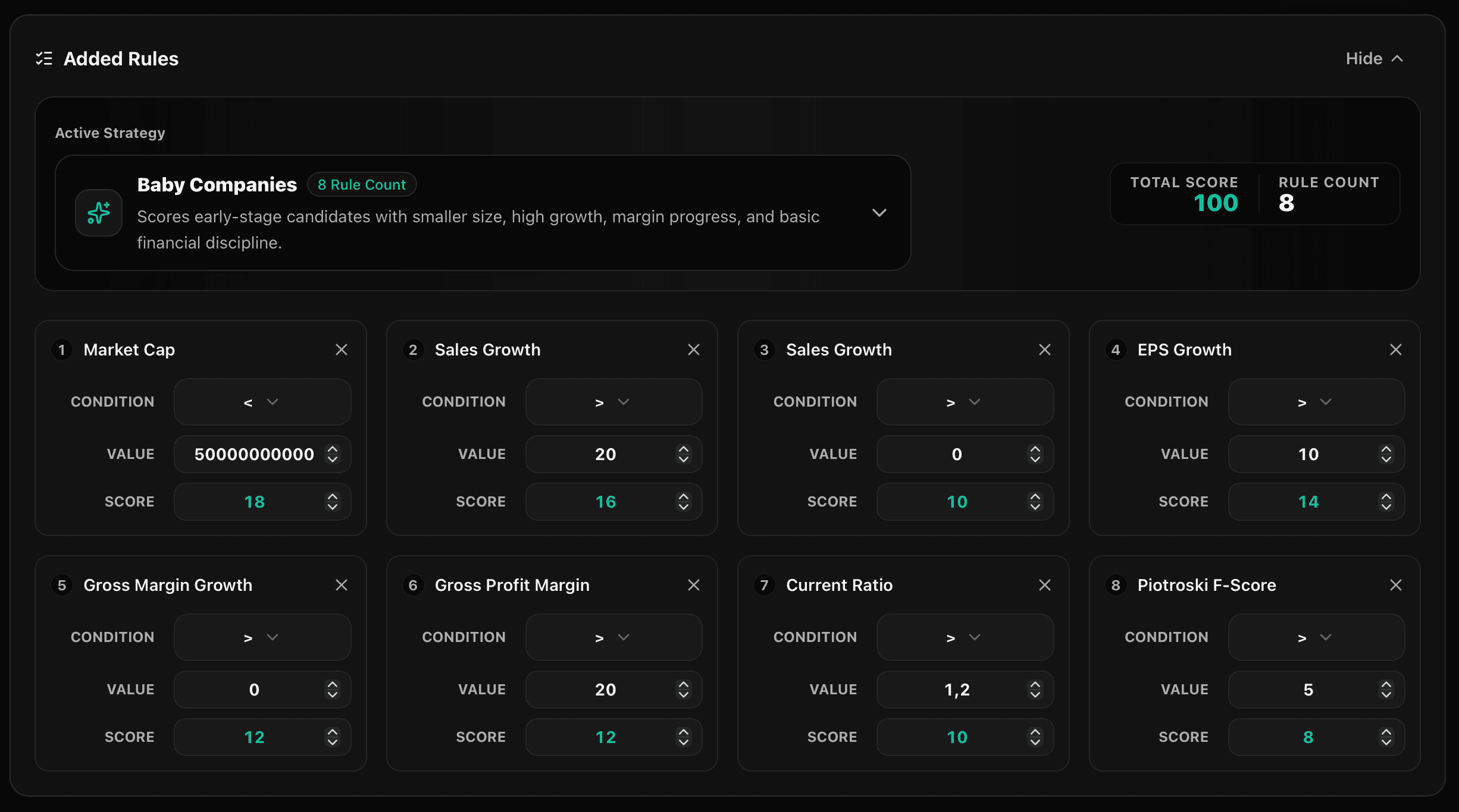 Stock scoring screens 1