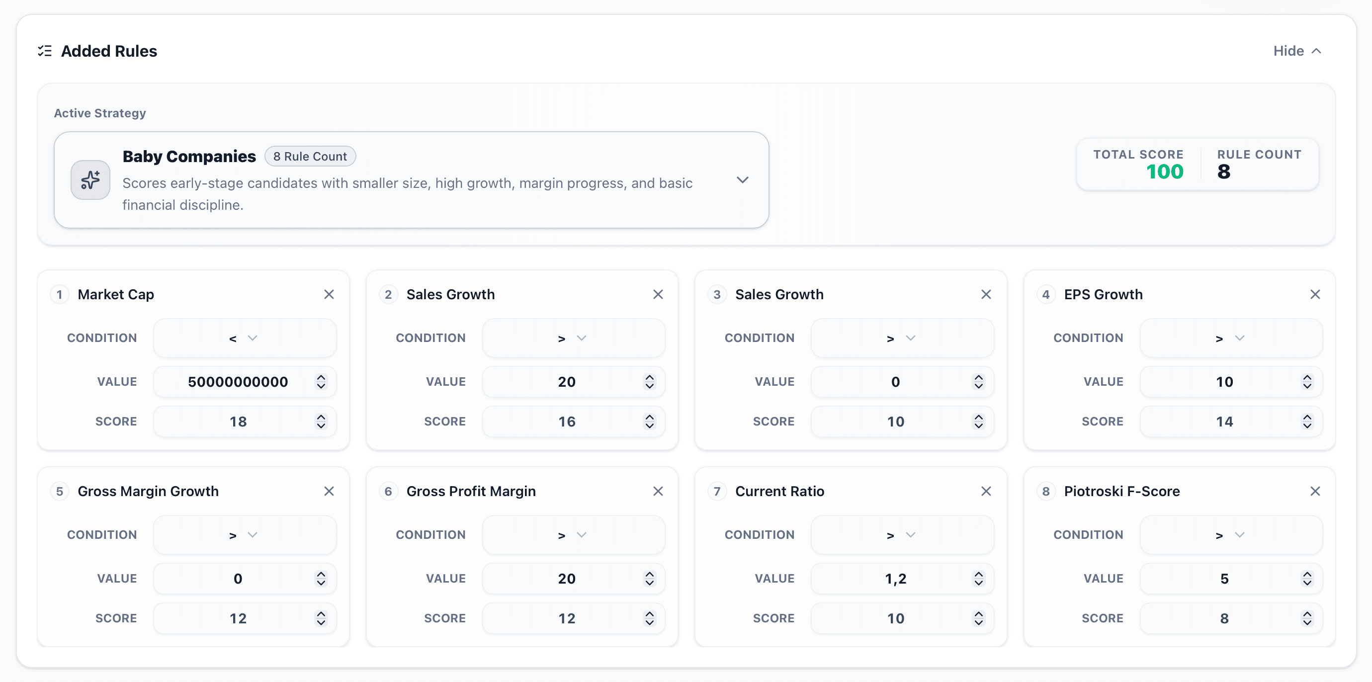 Stock scoring screens 1